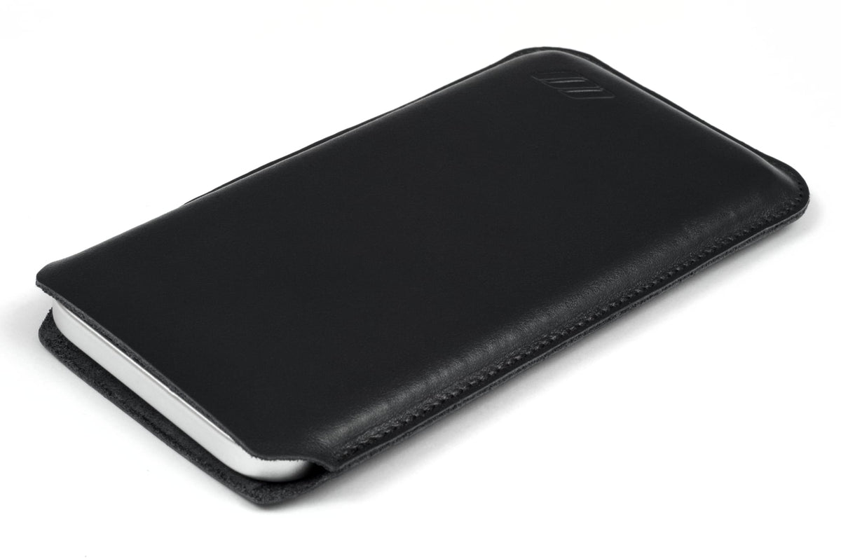 iphone 16 pro sleeve case - leather - black